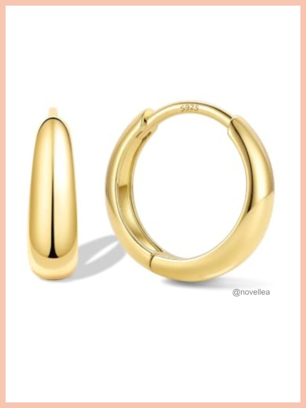 14K Gold Plated 925 Sterling Silver Hypoallergenic Huggie Hoop Earrings for